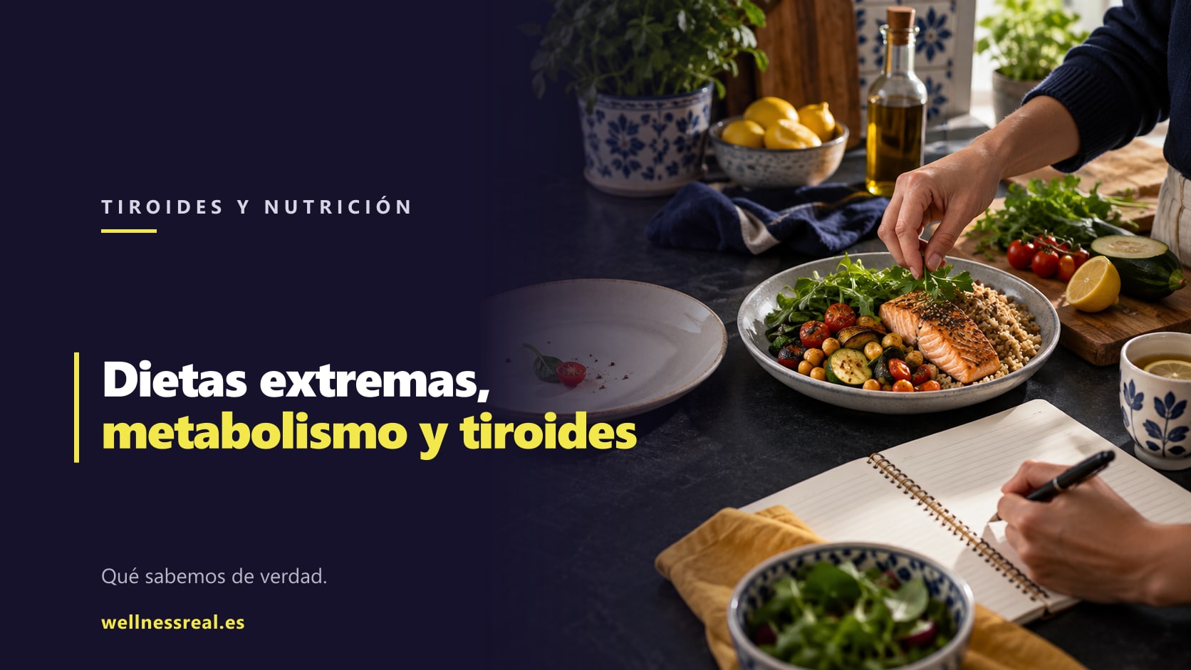 Comparación visual entre una dieta extrema y una comida equilibrada