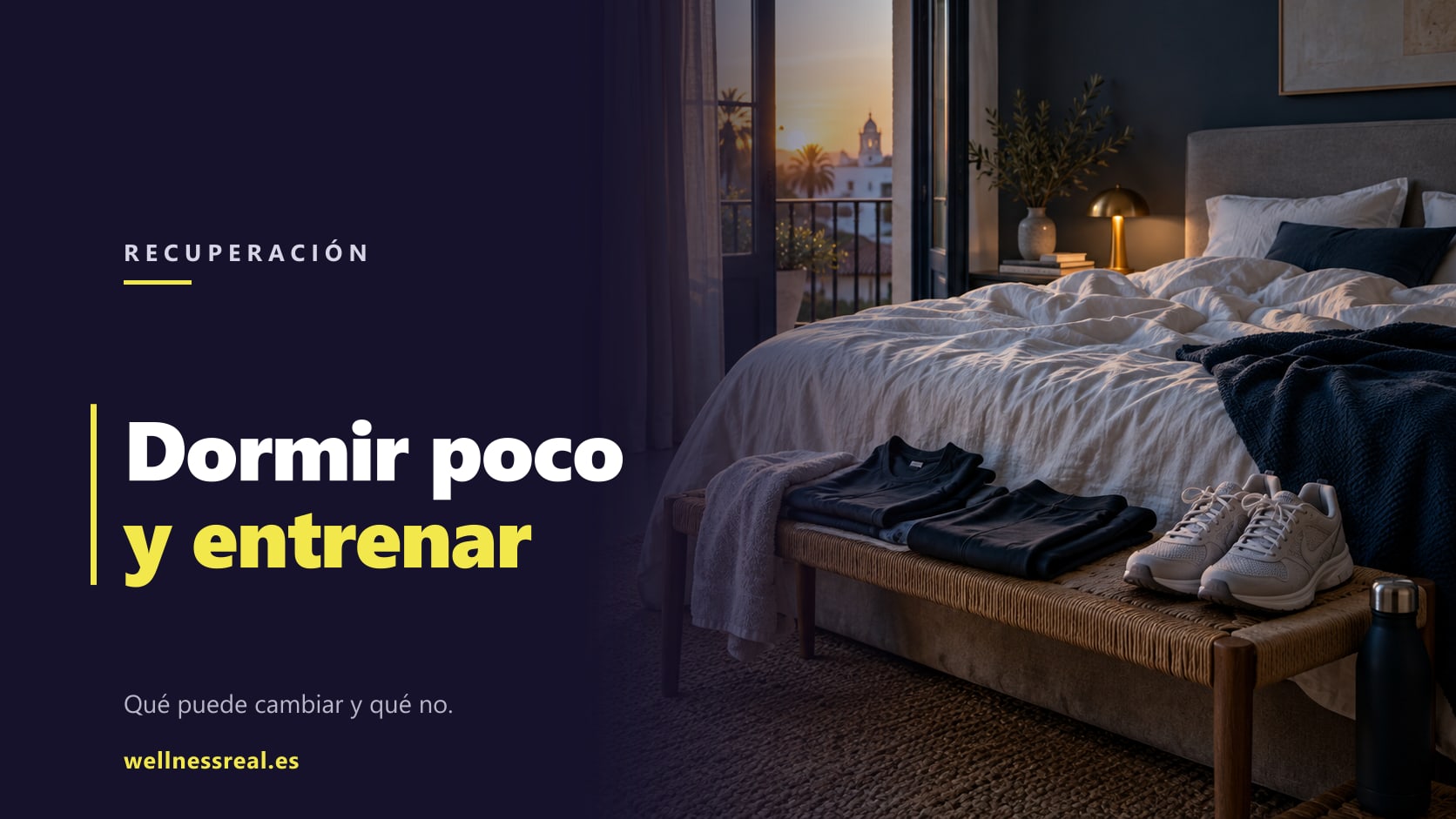 Cama al amanecer junto a ropa y calzado de entrenamiento