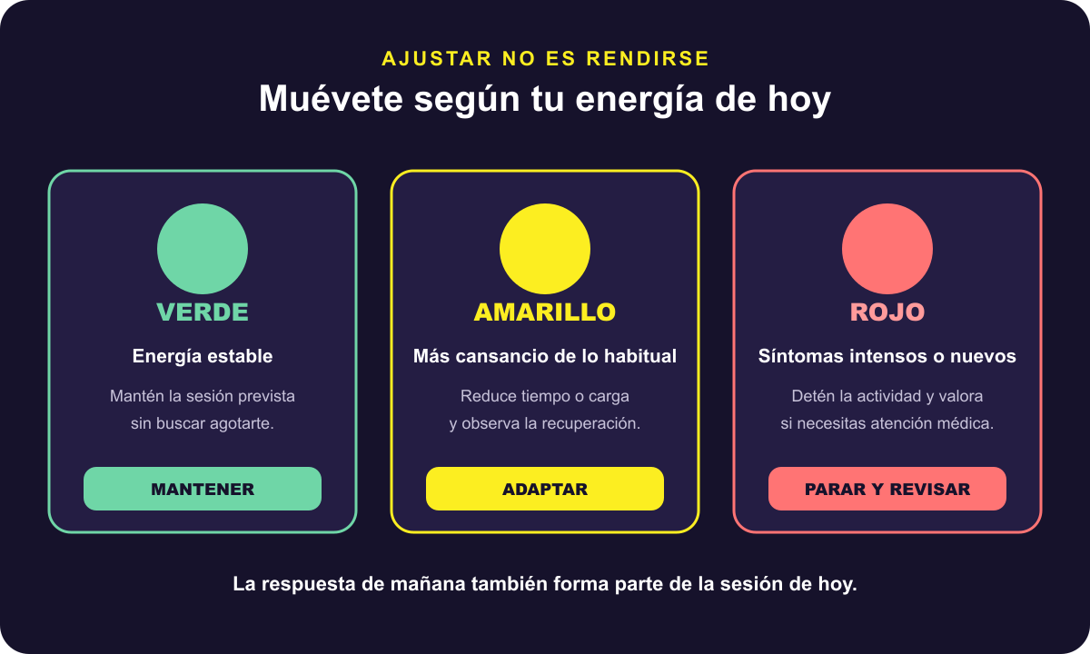Semáforo visual para adaptar el movimiento al nivel de energía del día