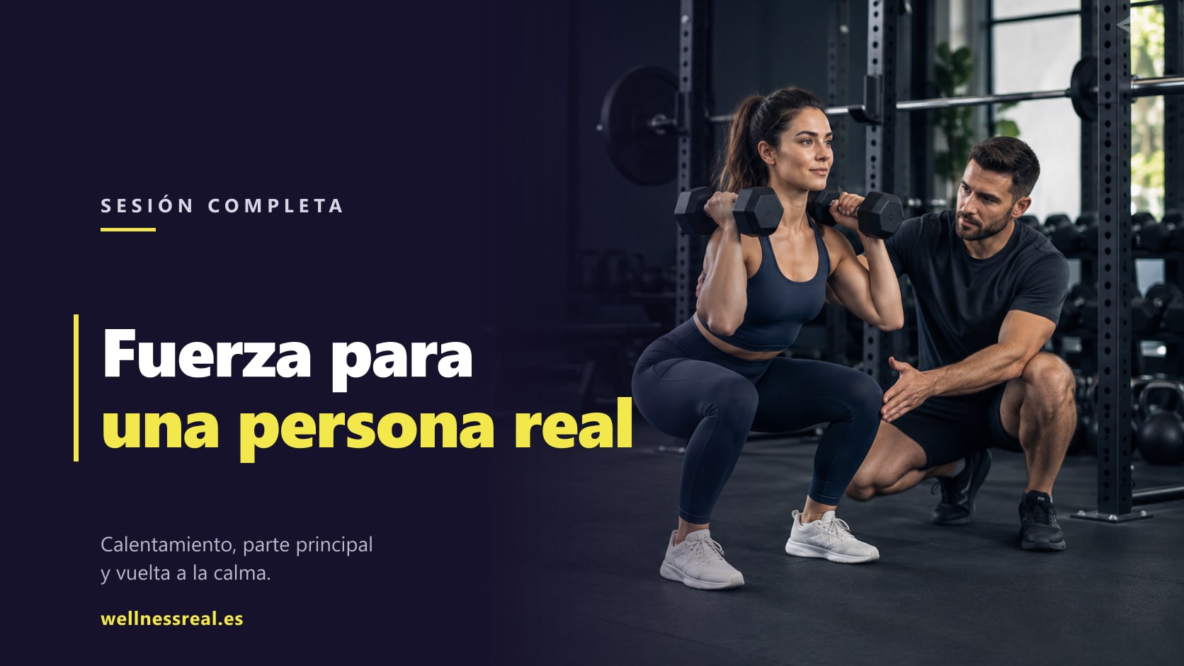Persona realizando una sesión de fuerza de cuerpo completo bajo supervisión